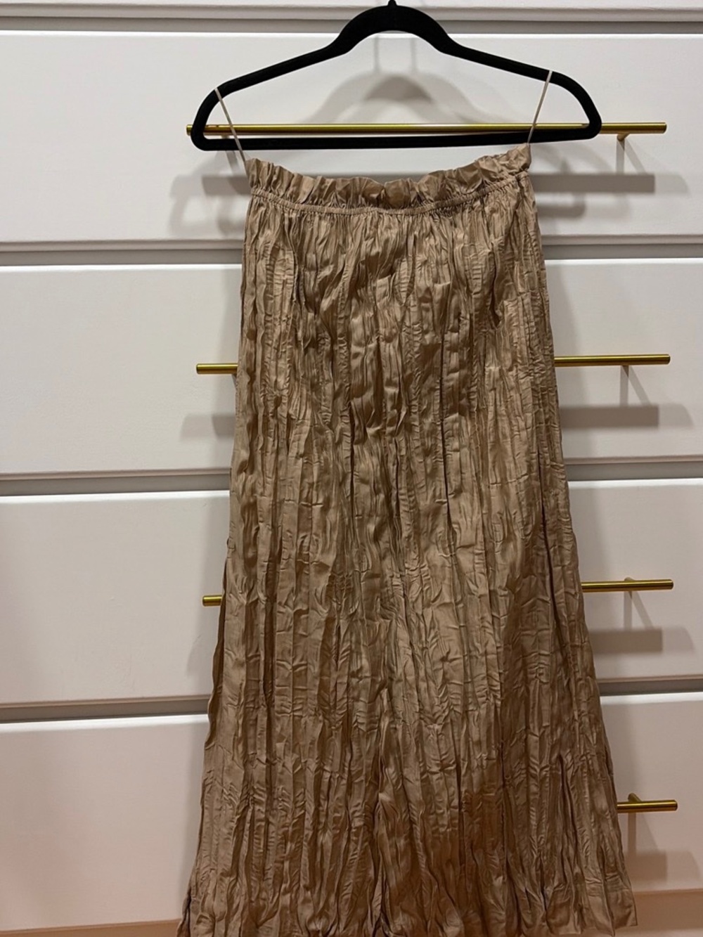 JCrew gold crinkle midi skirt - Picture 3 of 5